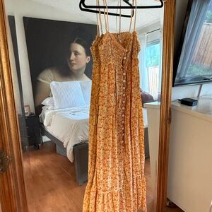 Free People Orange Floral Maxi Dress